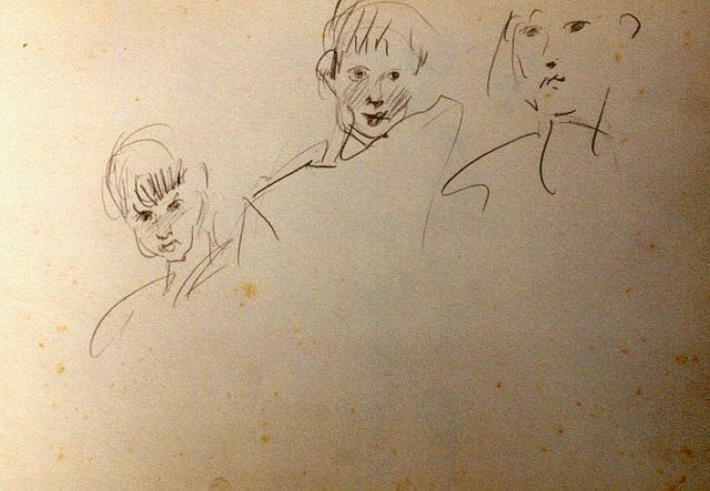 Isaac Israels | Studie van kinderkopjes, potlood op papier, 17,8 x 24,5 cm