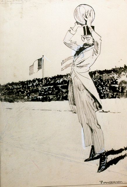 Piet van der Hem | De scheidsrechter, aquarel, krijt en inkt op papier, 49,8 x 35,0 cm, gesigneerd r.o.