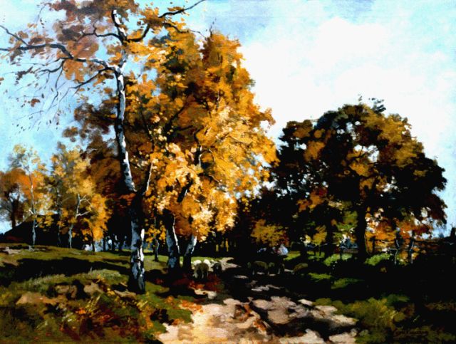 Jan van Vuuren | Vierhouten, olieverf op doek, 76,0 x 100,0 cm, gesigneerd r.o.