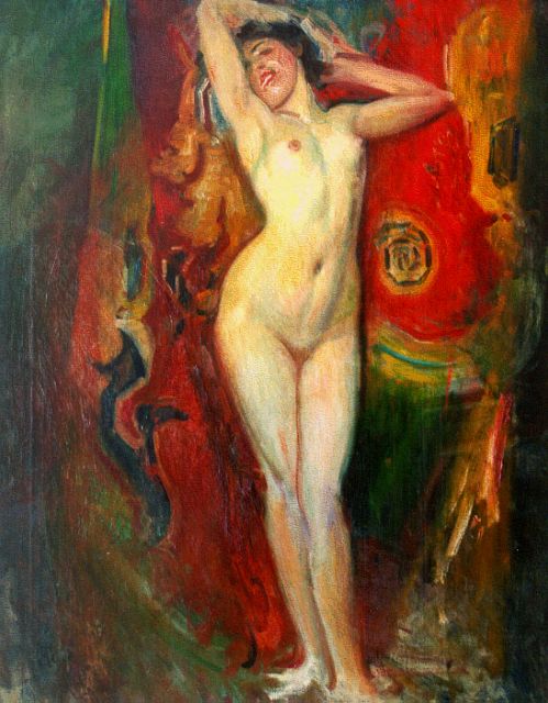 Onbekend | Oriëntaalse danseres, olieverf op doek, 81,0 x 65,5 cm, gesigneerd l.o. met monogram en gedateerd '06