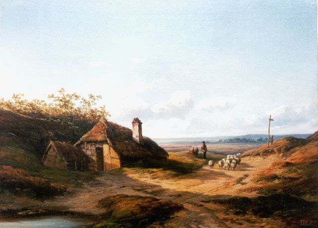 Hendrik Dirk Kruseman van Elten | Op weg naar huis, olieverf op paneel, 25,2 x 33,3 cm, gesigneerd r.o. met monogram