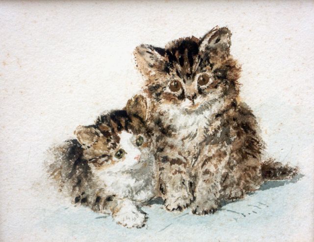 Henriette Ronner-Knip | Twee katjes, aquarel op papier, 17,0 x 21,5 cm