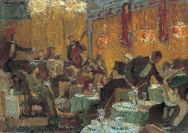 Walter Miehe | Caféscène, 35,1 x 49,1 cm, gesigneerd l.b.