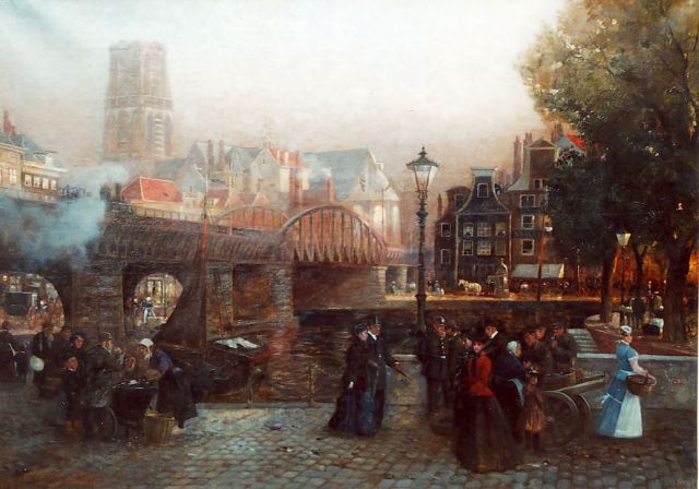 Adolf Müller-Cassel | Stadsgezicht te Rotterdam, olieverf op doek, 73,6 x 102,6 cm, gesigneerd l.o.