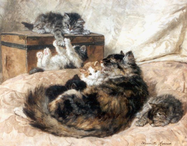 Henriette Ronner-Knip | Moederliefde 1898, olieverf op paneel, 45,6 x 56,0 cm, gesigneerd r.o. en gedateerd '98