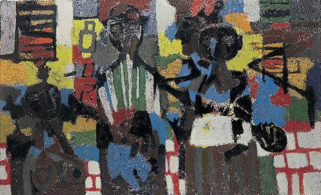 Theo Bitter | Harlem, olieverf op doek, 75,0 x 120,5 cm, gesigneerd r.o. en verso gedateerd '62