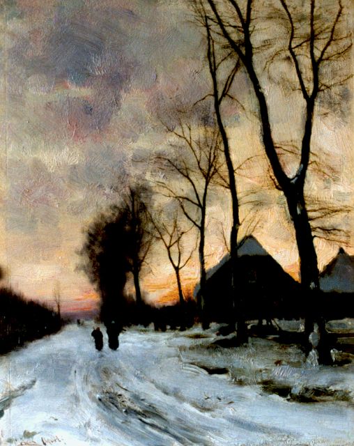 Louis Apol | Zonsopgang, olieverf op paneel, 34,1 x 26,8 cm, gesigneerd l.o.