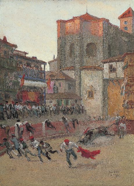 Henri Achille Zo | Het stierengevecht, olieverf op paneel, 33,0 x 23,7 cm, gesigneerd r.o. en gedateerd '97