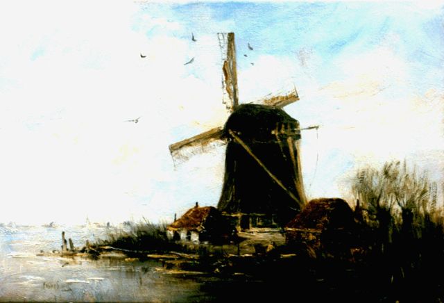 Hobbe Smith | Molenlandschap, olieverf op doek, 21,3 x 31,8 cm, gesigneerd l.o.
