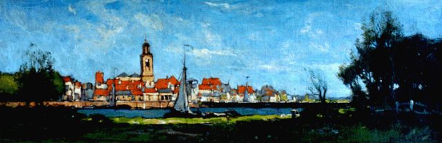 Paul Bodifée | Gezicht op Deventer, olieverf op doek op schildersboard, 17,0 x 49,7 cm, gesigneerd r.o.