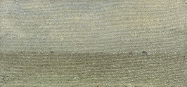 Andries Verleur | Zeegezicht, olieverf op doek, 24,0 x 50,0 cm, gesigneerd l.o. en gedateerd 1922