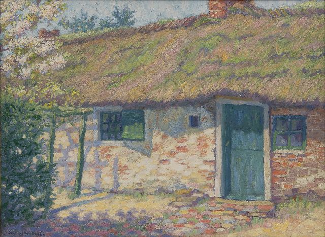 Willy van Schoonhoven van Beurden | Boerderij in de lente, olieverf op doek, 45,0 x 60,0 cm, gesigneerd l.o.