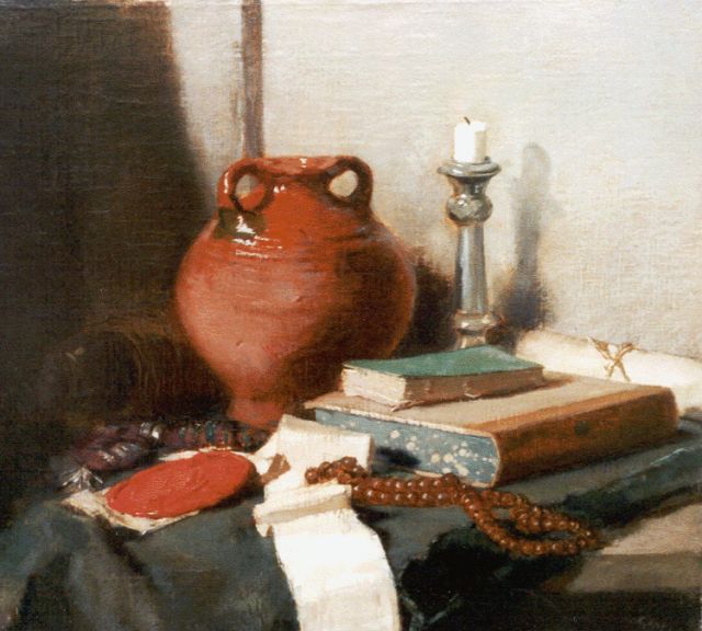 Salomon Garf | Stilleven met kruik, olieverf op doek, 48,5 x 52,8 cm, gesigneerd r.o. en gedateerd '21