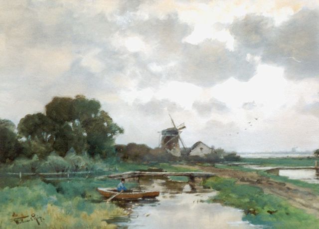 Willem Rip | Polderlandschap, aquarel op papier, 35,5 x 48,5 cm, gesigneerd l.o.