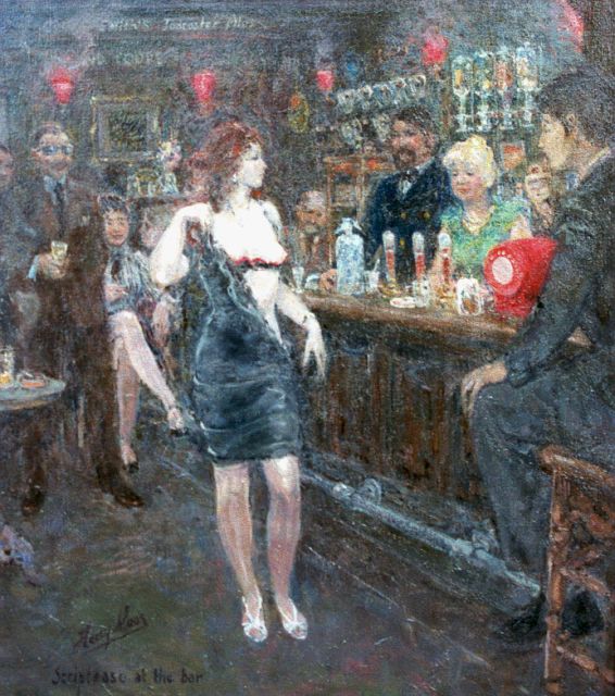 Harry Maas | Striptease, olieverf op doek, 60,0 x 50,2 cm, gesigneerd l.o.