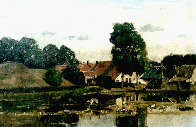 Nicolaas Bastert | Fortgracht te Nieuwersluis, olieverf op doek, 31,2 x 47,2 cm, gesigneerd l.o.