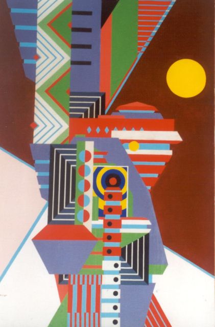 Jack Justice | Compositie, olieverf op doek op paneel, 96,7 x 65,0 cm, gesigneerd l.o.