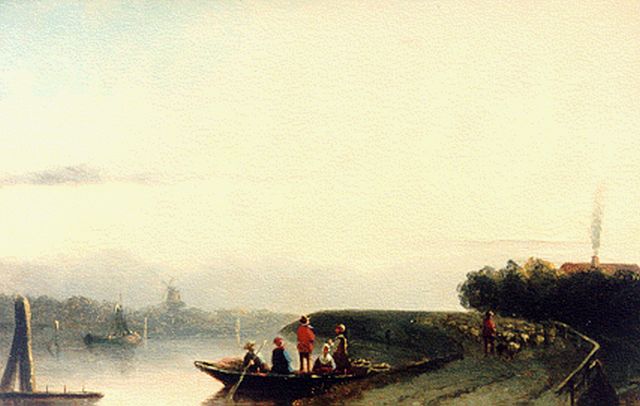 Joseph Bles | Riviergezichtje, olieverf op paneel, 13,8 x 20,8 cm, gesigneerd r.o.