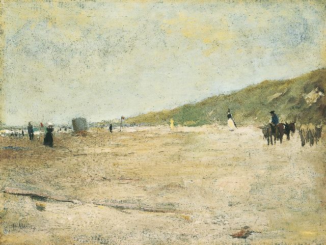 Floris Arntzenius | Strandgezicht met ezeltjes, olieverf op doek, 31,5 x 41,3 cm, gesigneerd l.o.