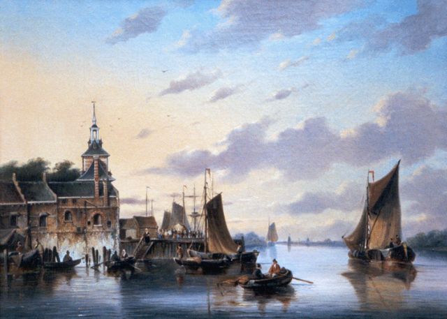 George Henry Hendriks | De Maas met De Oude Hoofdpoort, Rotterdam, olieverf op doek, 42,2 x 55,8 cm