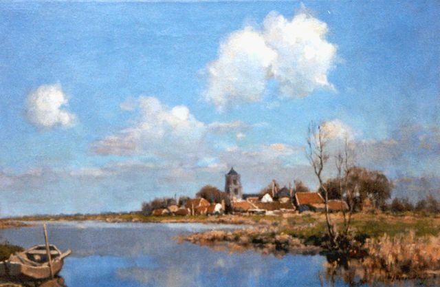 Hendrik Jan Wesseling | Dorp aan een rivier, olieverf op doek, 47,3 x 71,4 cm, gesigneerd r.o.