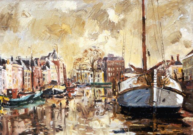 Ben Walrecht | Het Schuitendiep, Groningen, olieverf op doek, 55,7 x 76,5 cm, gesigneerd l.o.