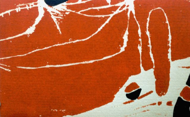 Jaap Wagemaker | Nieuwjaarskaart 1964, linosnede op papier, 14,5 x 23,0 cm