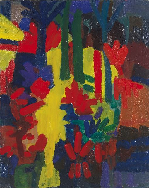 Gerrit Benner | Bos met vogels, olieverf op doek, 99,8 x 80,0 cm, gesigneerd verso en te dateren 1968-1969