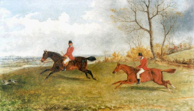 G.H. Laporte | Jachtscène, olieverf op paneel, 22,5 x 38,0 cm, gesigneerd verso