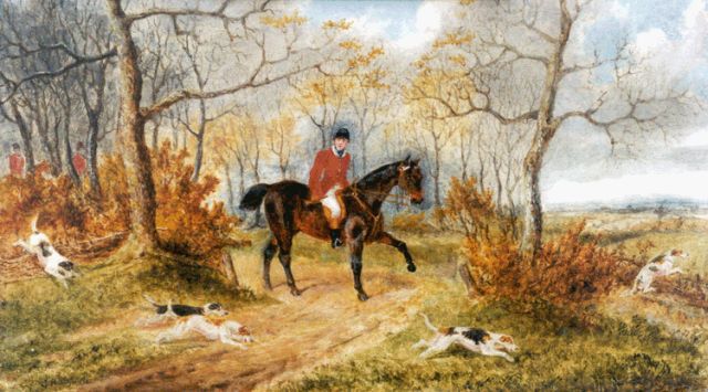 G.H. Laporte | Jachtscène, olieverf op paneel, 22,0 x 37,3 cm, gesigneerd l.o. en gedateerd 1871