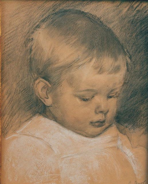 Cornelis Spoor | Portret van een baby, tekening op papier, 27,5 x 21,2 cm, gesigneerd r.o.
