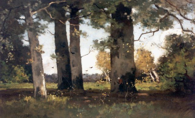 Théophile de Bock | Beukenbos bij Renkum, olieverf op doek, 50,0 x 75,7 cm, gesigneerd r.o.