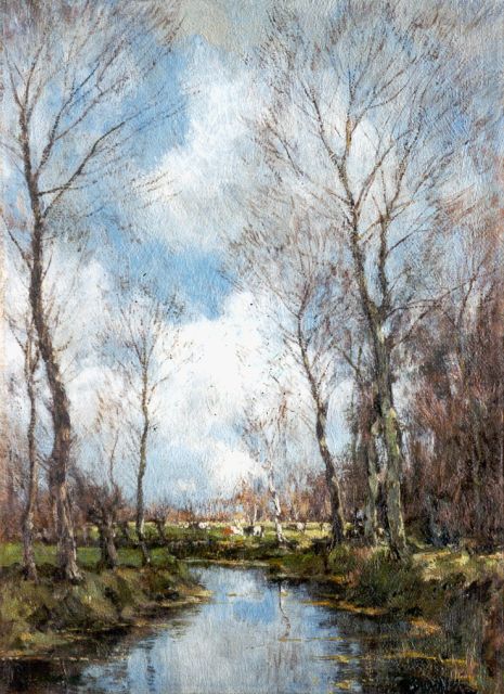 Arnold Gorter | Boslandschap met beekje, olieverf op doek, 36,3 x 26,5 cm, gesigneerd r.o.