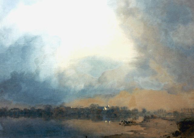 Jan Voerman sr. | Gezicht op de IJssel met Kampen in het verschiet, olieverf op doek, 52,2 x 69,0 cm, gesigneerd r.o.