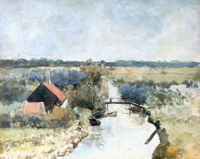 Jan Hendrik Weissenbruch | Gezicht op het Dekkersduin; verso: waterverfstudie van bomen, aquarel op papier, 20,5 x 26,0 cm