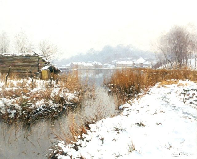 Louis Liévin Théophile Clesse | Sneeuwlandschap in Vlaanderen, olieverf op doek, 91,0 x 110,3 cm, gesigneerd r.o. en gedateerd 1917