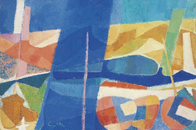 Yves Alix | Dans le port, olieverf op doek, 54,3 x 81,2 cm, gesigneerd l.v.h.m. en verso gedateerd 1963