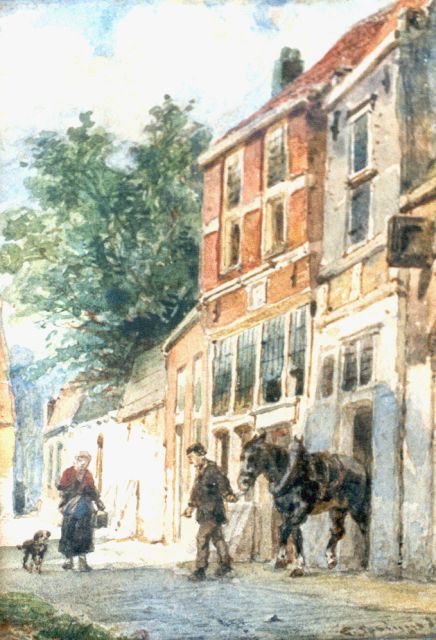 Cornelis Springer | Oude huisjes in Culemborg, aquarel op papier, 14,9 x 11,3 cm, gesigneerd r.o. en gedateerd '89