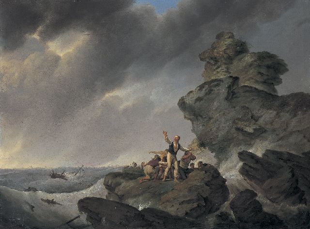 Johannes Hermanus Koekkoek | Schipbreuk, olieverf op paneel, 44,1 x 59,6 cm, gesigneerd r.o.