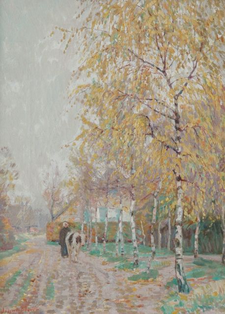 Johan Meijer | Herfst, olieverf op doek, 38,3 x 28,2 cm, gesigneerd l.o.