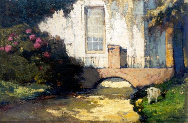 Ype Wenning | Geitje aan de slootkant, olieverf op doek, 28,2 x 42,4 cm, gesigneerd r.o.