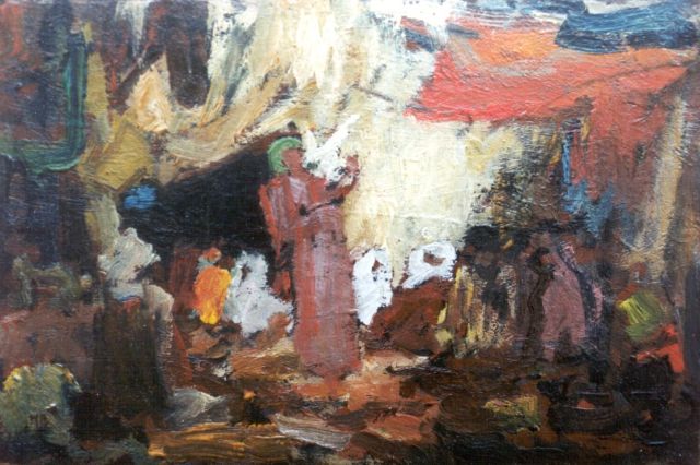 Marius Bauer | Oosterse markt, olieverf op paneel, 16,9 x 25,2 cm, gesigneerd l.o. met initialen en te dateren eind jaren '90