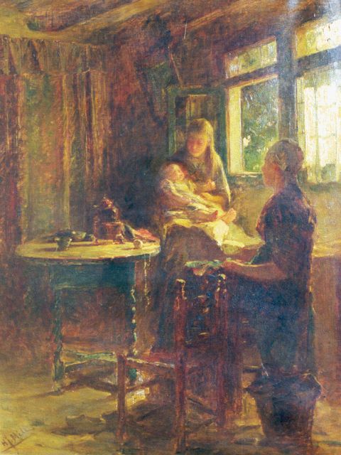 Henricus Joannes Mélis | Het eerste zonnetje, olieverf op doek, 88,3 x 68,3 cm, gesigneerd l.o.