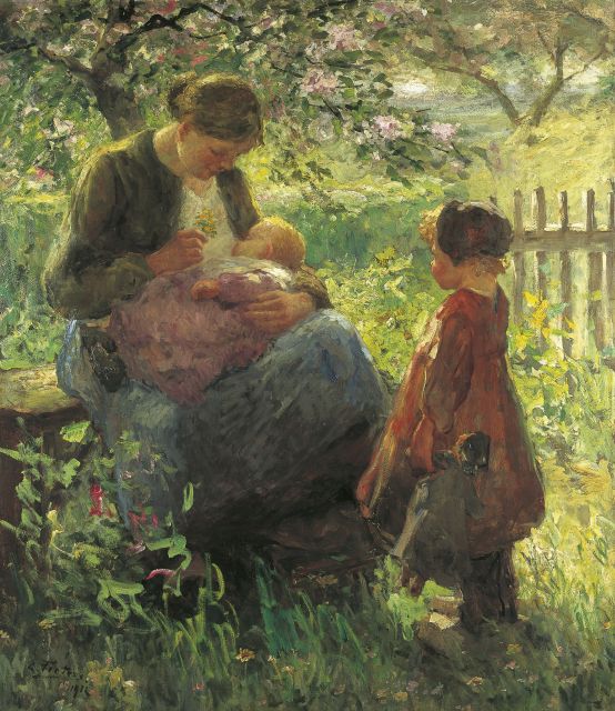 Evert Pieters | Lente in Laren, olieverf op doek, 130,7 x 112,8 cm, gesigneerd l.o. en gedateerd 1912