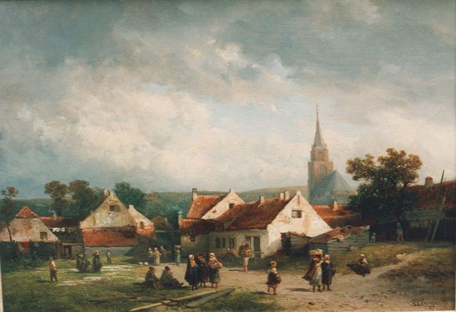 Salomon Verveer | Gezicht op dorpje Scheveningen, olieverf op paneel, 25,0 x 35,8 cm, gesigneerd r.o. en gedateerd '57
