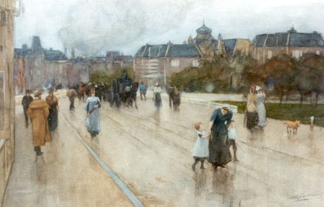 Nicolaas van der Waay | De middagwandeling, aquarel en gouache op papier, 33,0 x 51,0 cm, gesigneerd r.o.