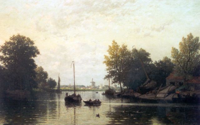 Coen Greive | Scheepswerf aan een rivier, olieverf op doek, 50,0 x 79,4 cm, gesigneerd r.o.