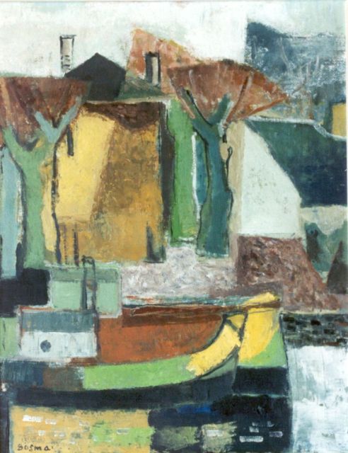 Wim Bosma | Schip en boerderij, 51,2 x 40,3 cm, gesigneerd l.o. en te dateren ca. 1952