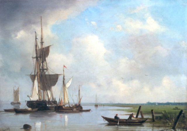 Petrus Paulus Schiedges | Voor de afvaart, olieverf op paneel, 25,2 x 35,1 cm, gesigneerd l.o. en gedateerd '69