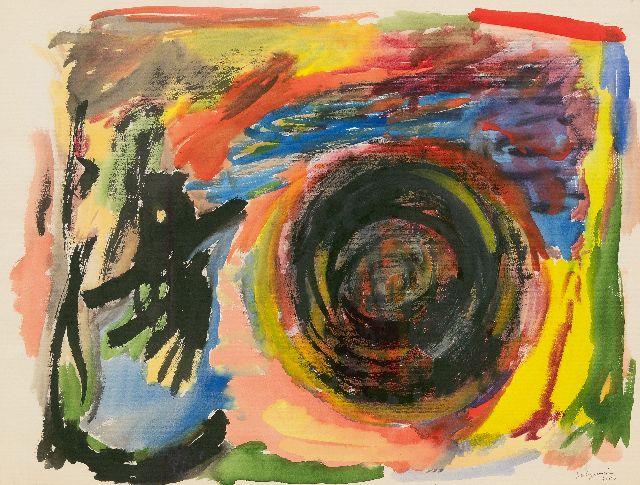Paul Wassagier | Compositie, gouache op papier, 53,0 x 70,0 cm, gesigneerd r.o. en gedateerd 1956